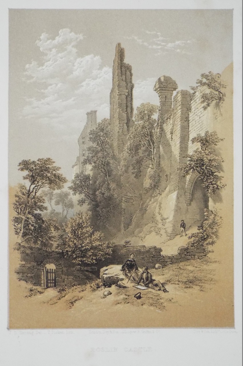 Lithograph - Roslin Castle. - Picken